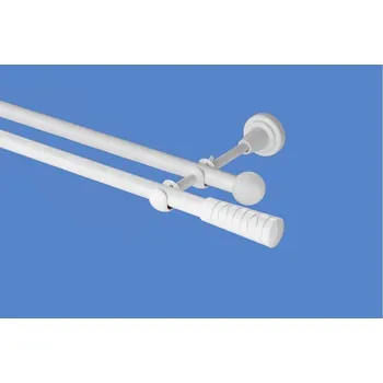 Garnýž kovová dvouřadá 16mm Torino bílá 100 cm (do stěny / na tunýlek - bez kroužků)