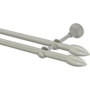 Garnýž Garnýž kovová dvouřadá 16mm Špice double stříbrná mat 110 cm (do stěny / na tunýlek - bez kroužků)