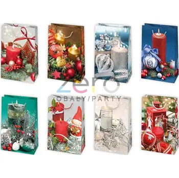 Dárková taška Taška papírová dárková 16x24x7 cm (lak) - vánoční (mix 1)