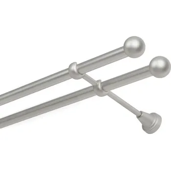 Garnýž Garnýž kovová dvouřadá 16mm Koule satina 120 cm (do stěny / na tunýlek - bez kroužků)