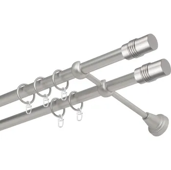 Garnýž Garnýž kovová dvouřadá 16mm Cylinder double satina 130 cm (do stěny / kroužky s háčkem)