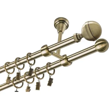 Garnýž Garnýž kovová dvouřadá 16mm Kalisto mosaz 100 cm (do stropu / kroužky s žabkou)