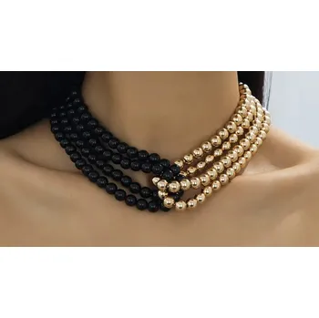 Náhrdelník Perlový náhrdelník motaný tmavý