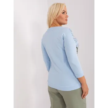 Dámská halenka RELEVANCE Světle modrá dámská halenka plus size s potiskem Barva: Světle modrá, Velikost: ONE SIZE