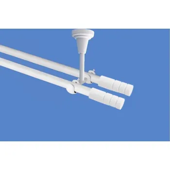 Garnýž Garnýž kovová dvouřadá 19mm Techno double bílá 130 cm (do stropu / na tunýlek - bez kroužků)