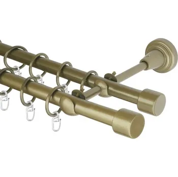 Garnýž Garnýž kovová dvouřadá 16mm Pullo double zlatá antik 430 cm (do stěny / kroužky s háčkem)