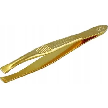 Péče o řasy a obočí Solingen Pinzeta rovná, zahnutá, pozlacená 8 cm