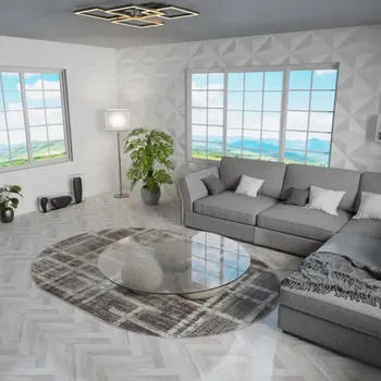 Koberec JUTEX Kusový koberec RAVE 24009 199 ovál BARVA: Šedá, ROZMĚR: 120x170 cm ovál