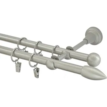 Garnýž Garnýž kovová dvouřadá 16mm Špice stříbrná mat 150 cm (do stěny / kroužky s žabkou)