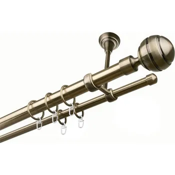 Garnýž Garnýž kovová dvouřadá 25/16mm Paola mosaz 140 cm (do stropu / kroužky s háčkem)