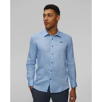 Pánská košile Pánská Lněná Košile Aeronautica Militare V Modré Barvě 251ca1239ct3089-21308