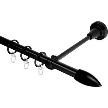 Garnýž Garnýž kovová jednořadá 16mm Špice černá 110 cm (do stěny / kroužky s háčkem)