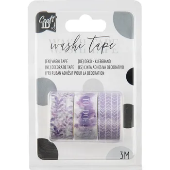Lepicí páska Paper Design Samolepící páska Washi 3m, 3ks LILAC Craft