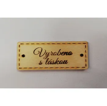 Vánoční dekorace Dřevěný výřez cedulka s nápisem "Vyrobeno s láskou"