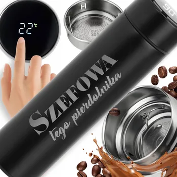 Termohrnek TERMOHRNEK S LED DISPLEJEM S GRAVÍROVÁNÍM ČERNÝ, DÁREK DO PRÁCE