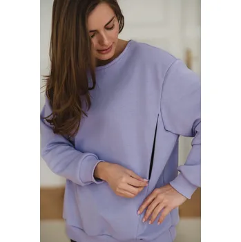 Těhotenská mikina Oversize těhotenská a kojící mikina 3v1 Milk It Easy - šeříková Velikost: XL