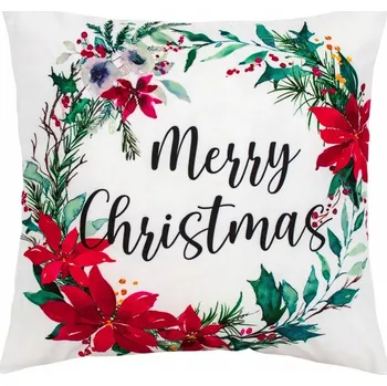 Vánoční dekorace POVLEČENÍ NA POLŠTÁŘEK 40x40 VÁNOČNÍ DEKORATIVNÍ S MOTIVEM VĚNCE