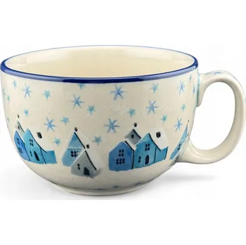 Velký Šálek 350 ml UNIKÁT Domy zimní dekorace U5183 Keramika Bolesławiec