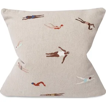 Povlak na dekorativní polštářek Fine Little Day Lněný povlak na polštář Swimmers 48 x 48 cm