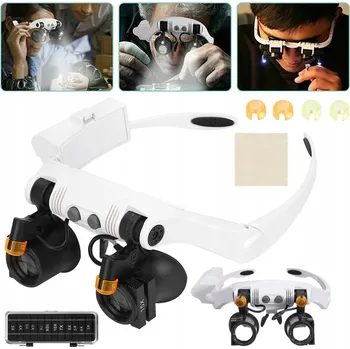 Lupa ZVĚTŠOVACÍ BRÝLE SE SVĚTLEM, LUPA NA HLAVU PRO OPRAVY, ČTENÍ A ŠITÍ