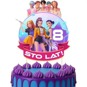 Obraz Topper na dort Topper Lovkyně démonů Sto let! Demon Hunters Huntrix 4 roky 12 x 14 cm