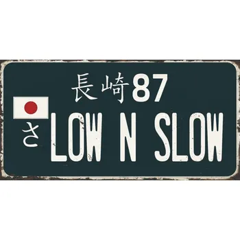Plechová cedule Ceduľa značka Japan - Low n Slow 30x15cm