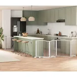 vidaXL Zábrana pro psy s dvířky skládací 8 panelů 640 cm topol [3155630] Barva: Bílá