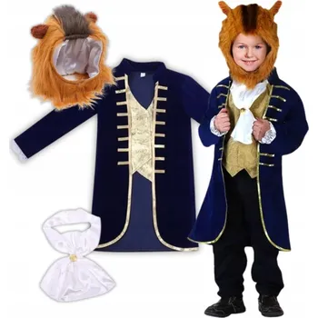 Karnevalový kostým KOSTÝM KOSTÝM BESTIE KRÁSKA A ZVÍŘE PRINC FRAK MASKA KARNEVALOVÝ PLES 116 122