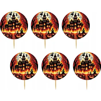 Obraz TOPPER NA DORT A MUFFINY HALLOWEEN DUCHOVÉ DÝNĚ KOČKA SADA TOPPERŮ 6 ks #33