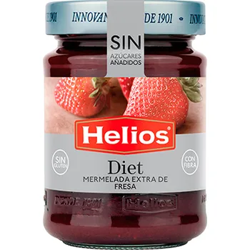 Pomazánka BEZ PŘIDANÉHO CUKRU (džem) HELIOS 280 g JAHODOVÁ (ovocný džem (60 %) bez přidaného cukru / se sladidly)