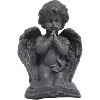 Smuteční dekorace Prodex 166812 Anděl s knihou šedý 10 x 7 figurka polystone