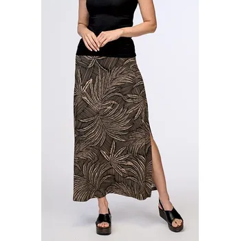 Dámská sukně Letní dlouhá béžovo černá dámská sukně s rozparkem 154 velikost S