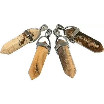 Přívěsek Jaspis obrázkový přívěsek hexagon 4 cm