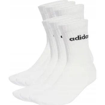 Pánské ponožky ADIDAS DLOUHÉ PONOŽKY LINEAR CREW vel. 43-45 JL6096 BÍLÉ BALENÍ 6 KUSŮ
