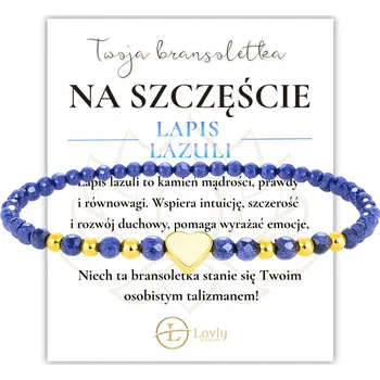 Náramek Dámský náramek Srdce Černý LAZURIT Přírodní kámen NEREZOVÁ OCEL