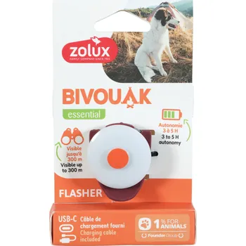 Obojek pro psa Světýlko blikací BIVOUAK USB červená Zolux