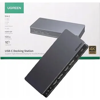 UGREEN dokovací stanice 9v1 4K DP HDMI USB-C LAN