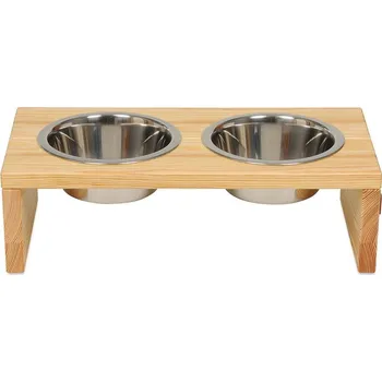 Miska pro psa Animood Dřevěný stojan na misky (včetně dvou misek) Gloria Velikost: S