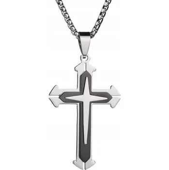 Náhrdelník Náhrdelník Jolly Cross - Stříbrná/Černá KP-34099