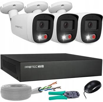 Bezpečnostní kamera Monitorovací sada 3 IP PoE kamery barevný obraz detekce osob 5Mpx bez HDD