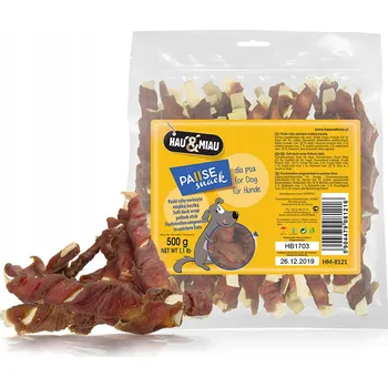 Pamlsek pro psa Hau Miau Psí pamlsek Tresčí proužky obalené kachnou 500 g