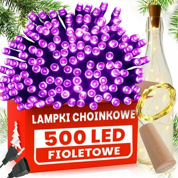 Vánoce VÁNOČNÍ OSVĚTLENÍ NA STROMEČEK 500 LED FIALOVÁ VNITŘNÍ VENKOVNÍ +