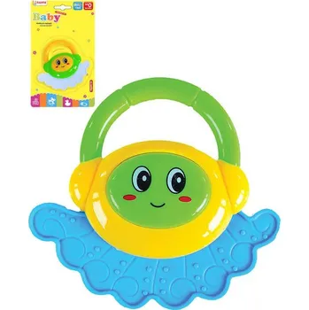 Chrastítko baby chobotnička s úchytem 2 barvy pro miminko plast