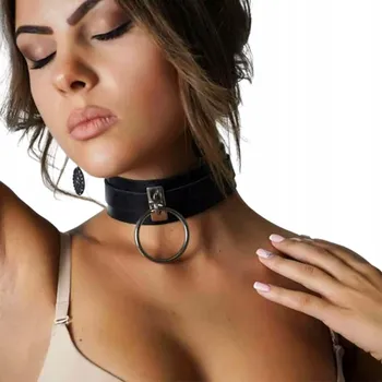 Náhrdelník Dámský choker s velkým kroužkem - stylový obojek náhrdelník smyslný a odvážný