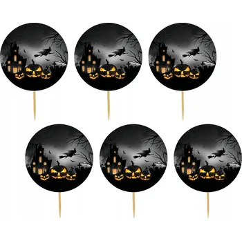 Obraz TOPPER NA DORT A MUFFINY HALLOWEEN DUCHOVÉ DÝNĚ KOČKA SET TOPPERY 6ks #39