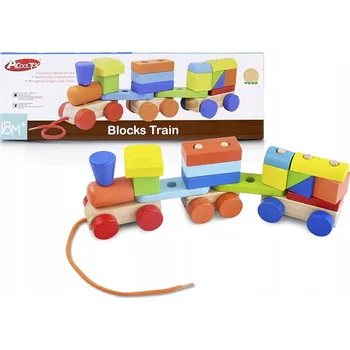 Vláček a vláčkodráha Dřevěný vláček s kostkami AC7621 Artyk