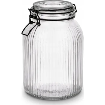 Zavařovací sklenice Skleněná zavařovací sklenice s KLIPEM a Těsněním VELKÁ Na Mouku Sušenky Tadar Tarros 1,9 l
