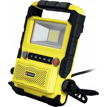 VÝKONNÁ LED dílenská pracovní lampa REFLEKTOR s Bluetooth reproduktorem