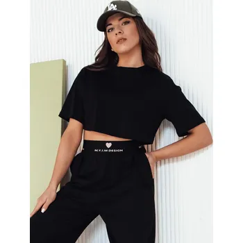 Dámský top TABITT černý – bavlněný top s krátkým rukávem Barva: černá, Velikost: S