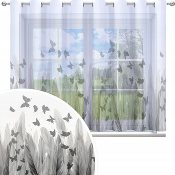 Příslušenství pro záclonu a závěs HOTOVÁ ZÁCLONA 300x150 VOÁL VOÁLOVÁ S MOTÝLY OKA 199